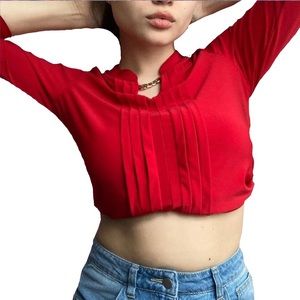 red Liz McCoy Blouse w/ gold chain